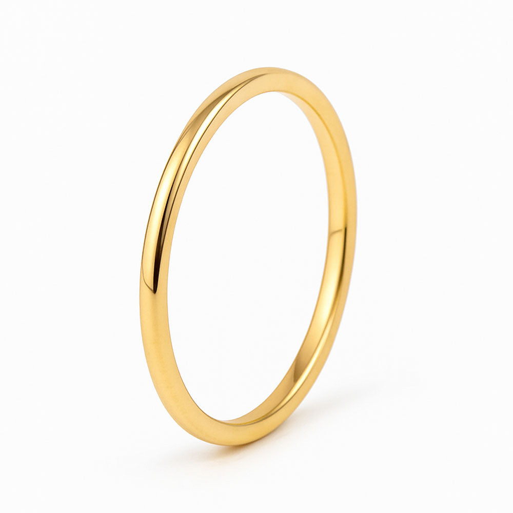 Polished 14K yellow gold thin band on white background-yellow-ring-white-ring-yellow-ring1
