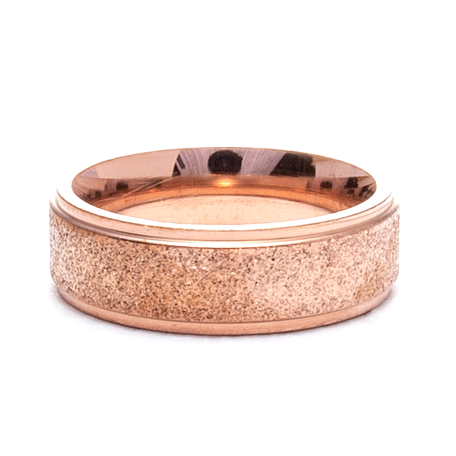 Rose Gold Sandblast Wedding Rings Set - One2Three Jewelry