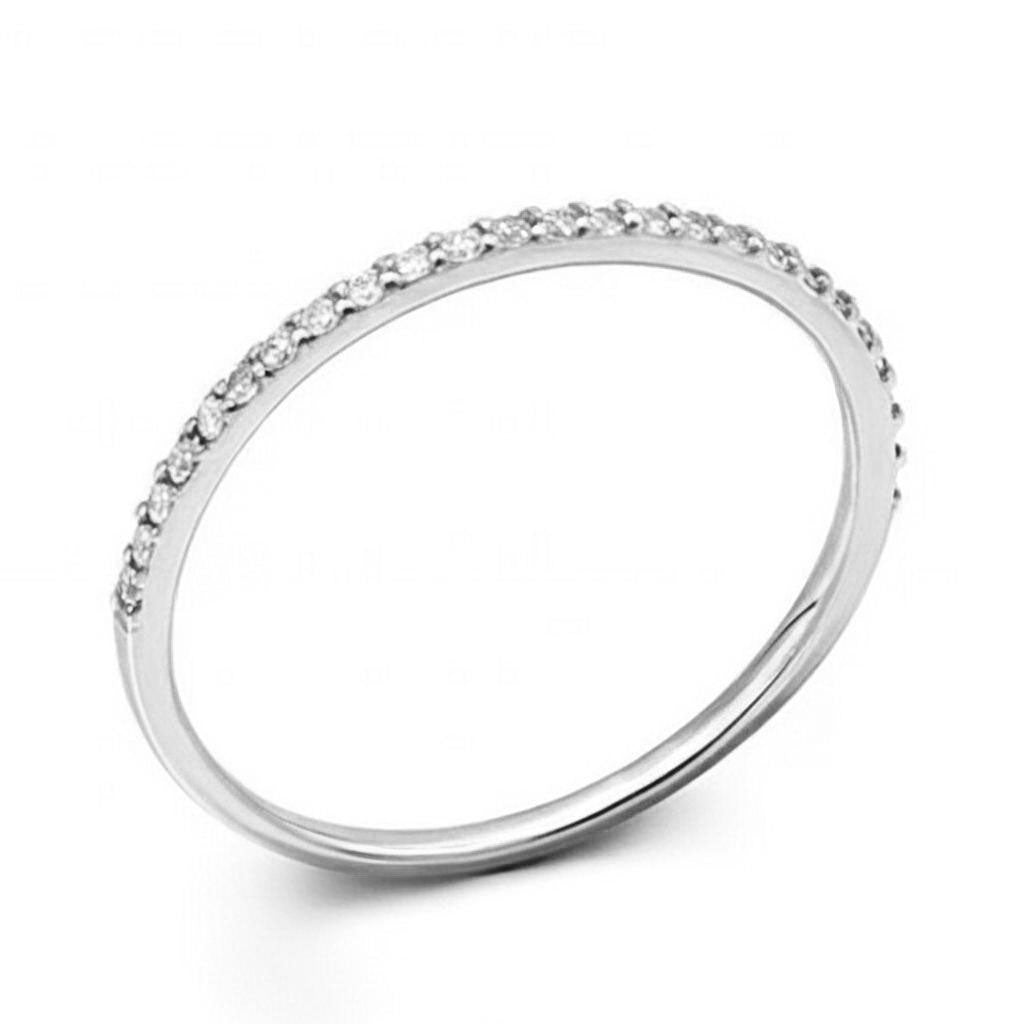 Side angle of stackable silver band for women