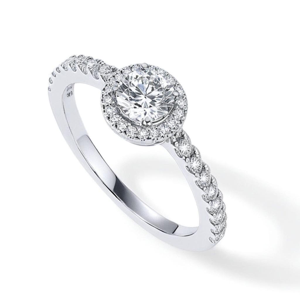 Silver Moissanite Halo Ring1