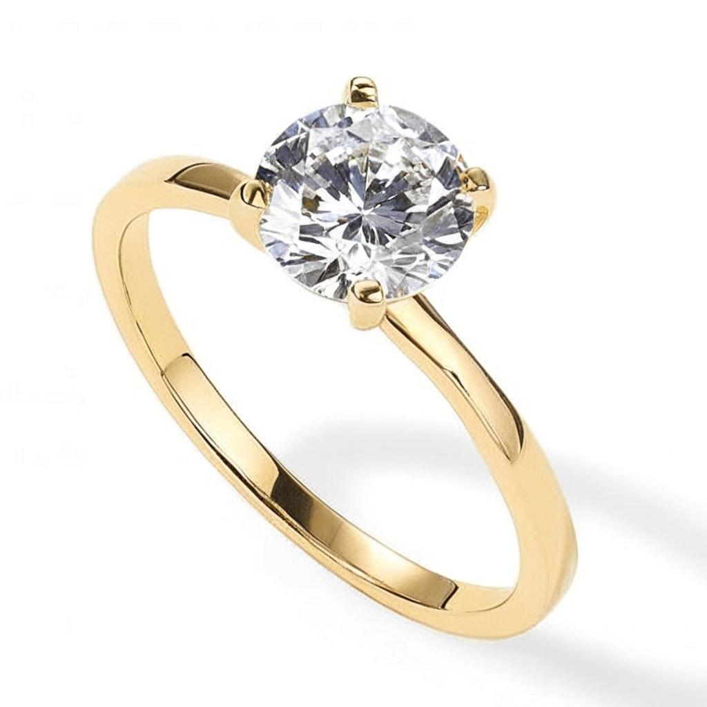 Silver moissanite engagement ring with gold plating – ideal for proposals and gifts-yellow gold