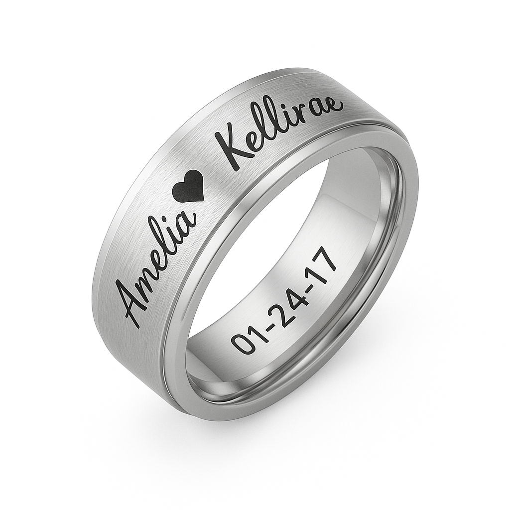 Simple Engraved Promise Rings for Couples