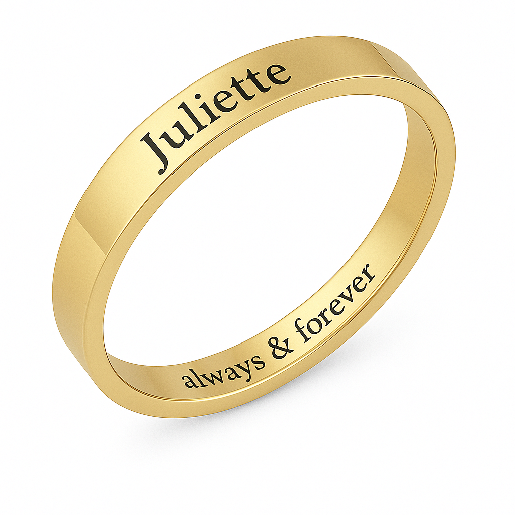 Simple Personalized Engraved Promise Ring silver gold plated