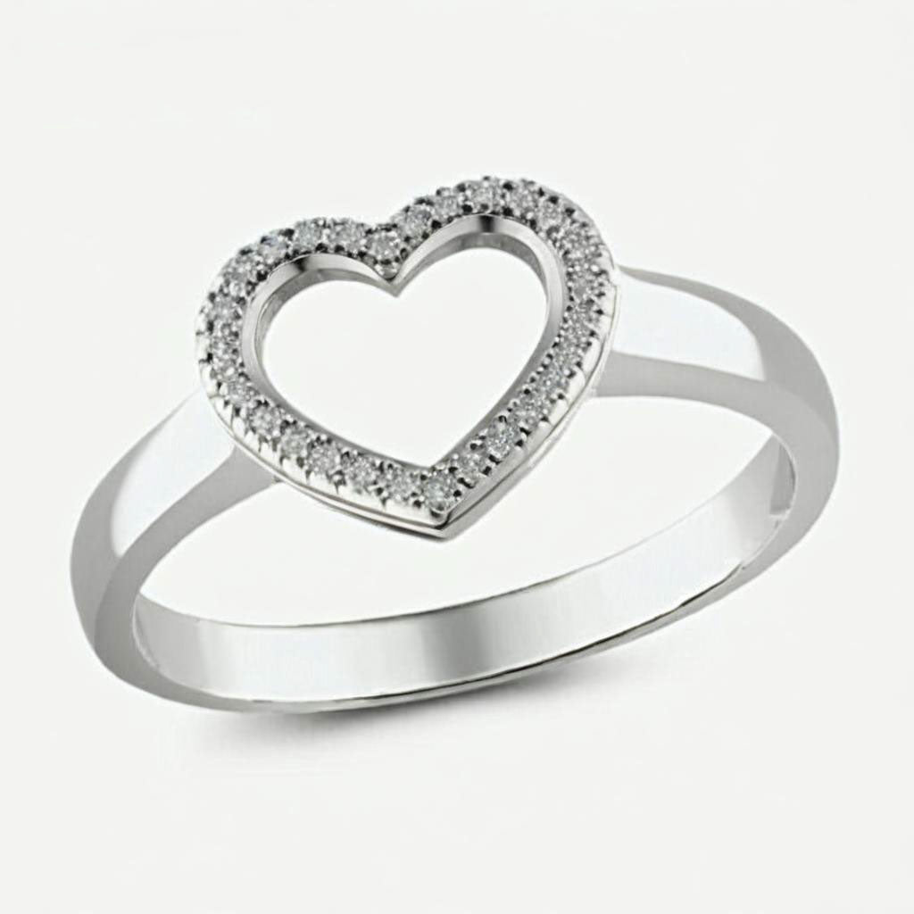 Sterling Silver CZ Heart Engravable Ring