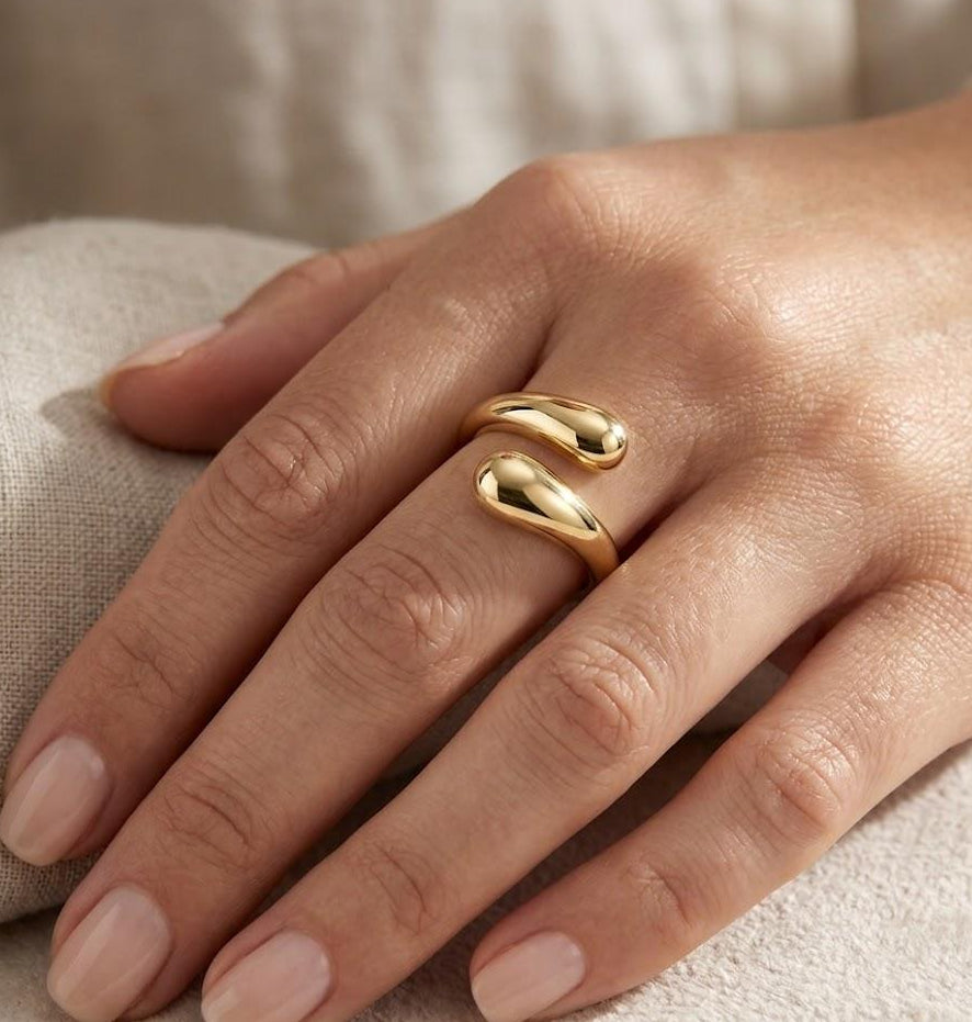 Teardrop Hug Ring front on hand