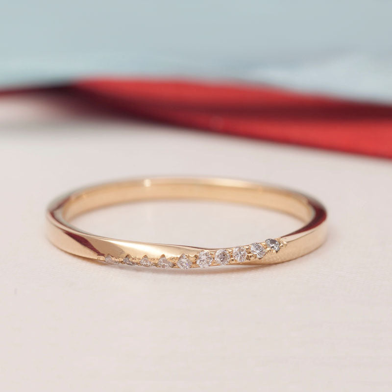 Rose Gold Twisted Wedding Band - One2Three Jewelry