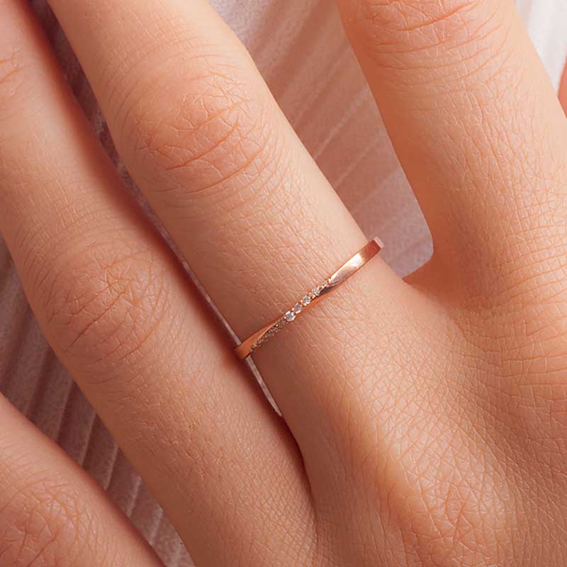 Rose Gold Twisted Wedding Band - One2Three Jewelry