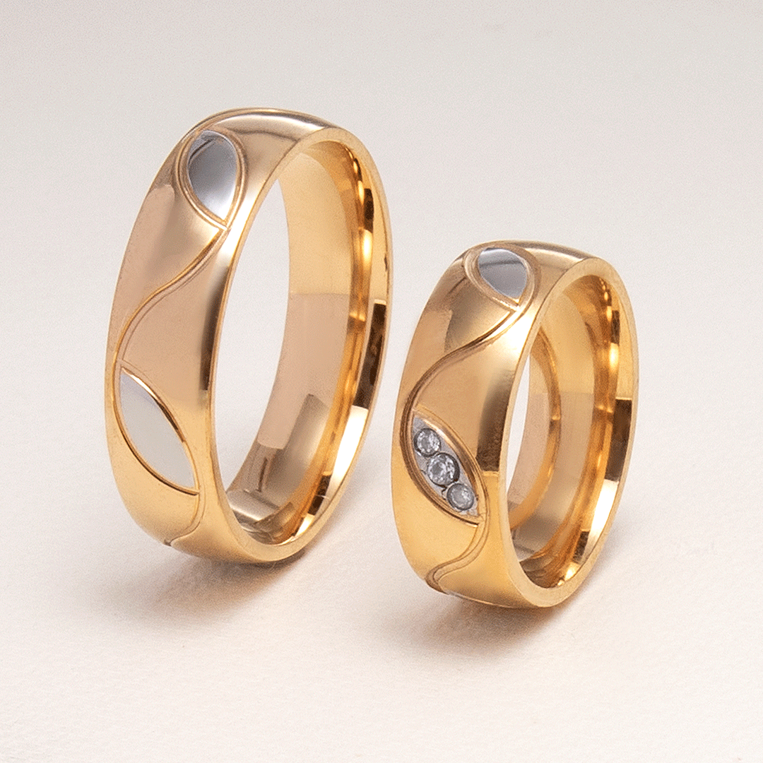 Two-Tone Diamond Wedding Rings for Couple2