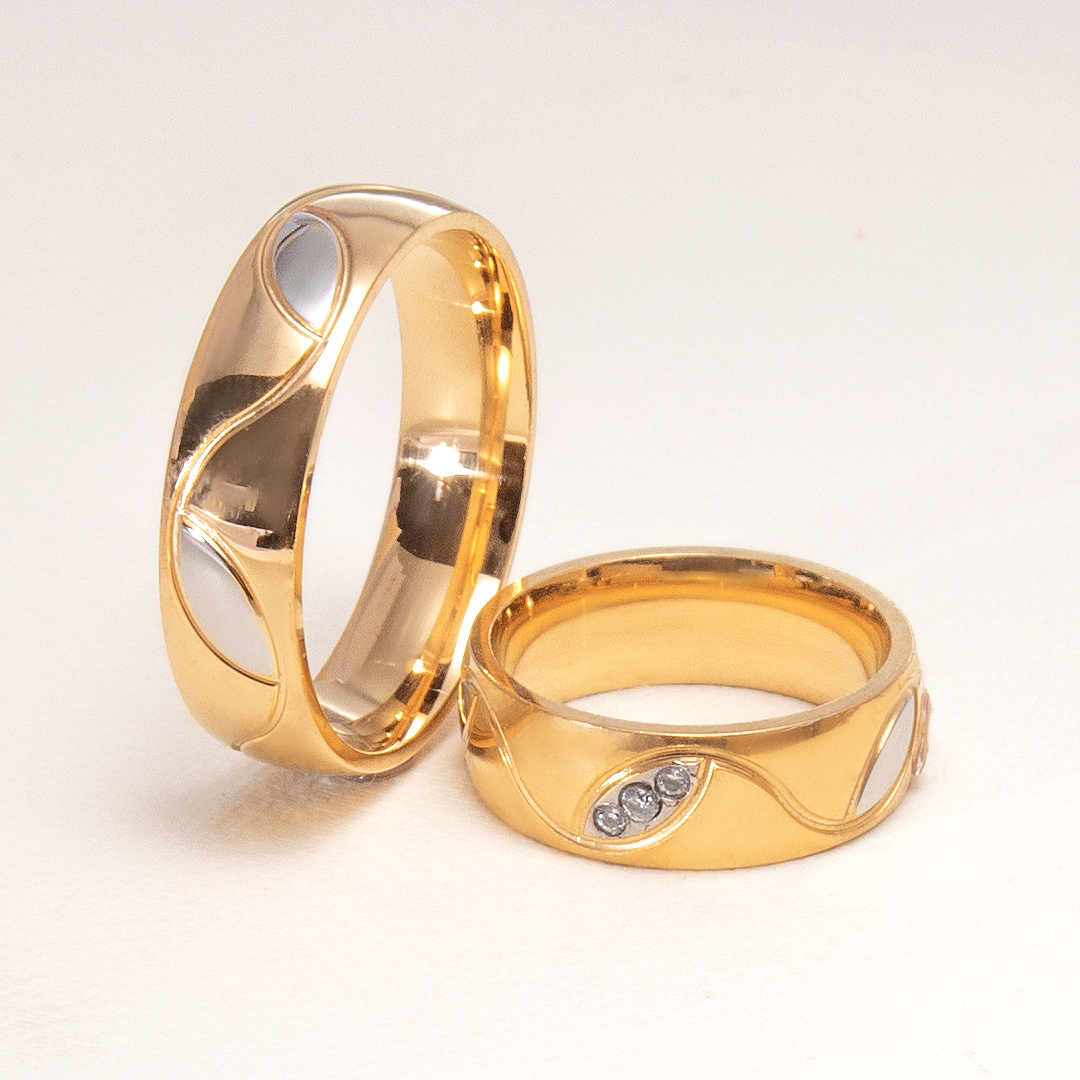 Two-Tone Diamond Wedding Rings for Couple