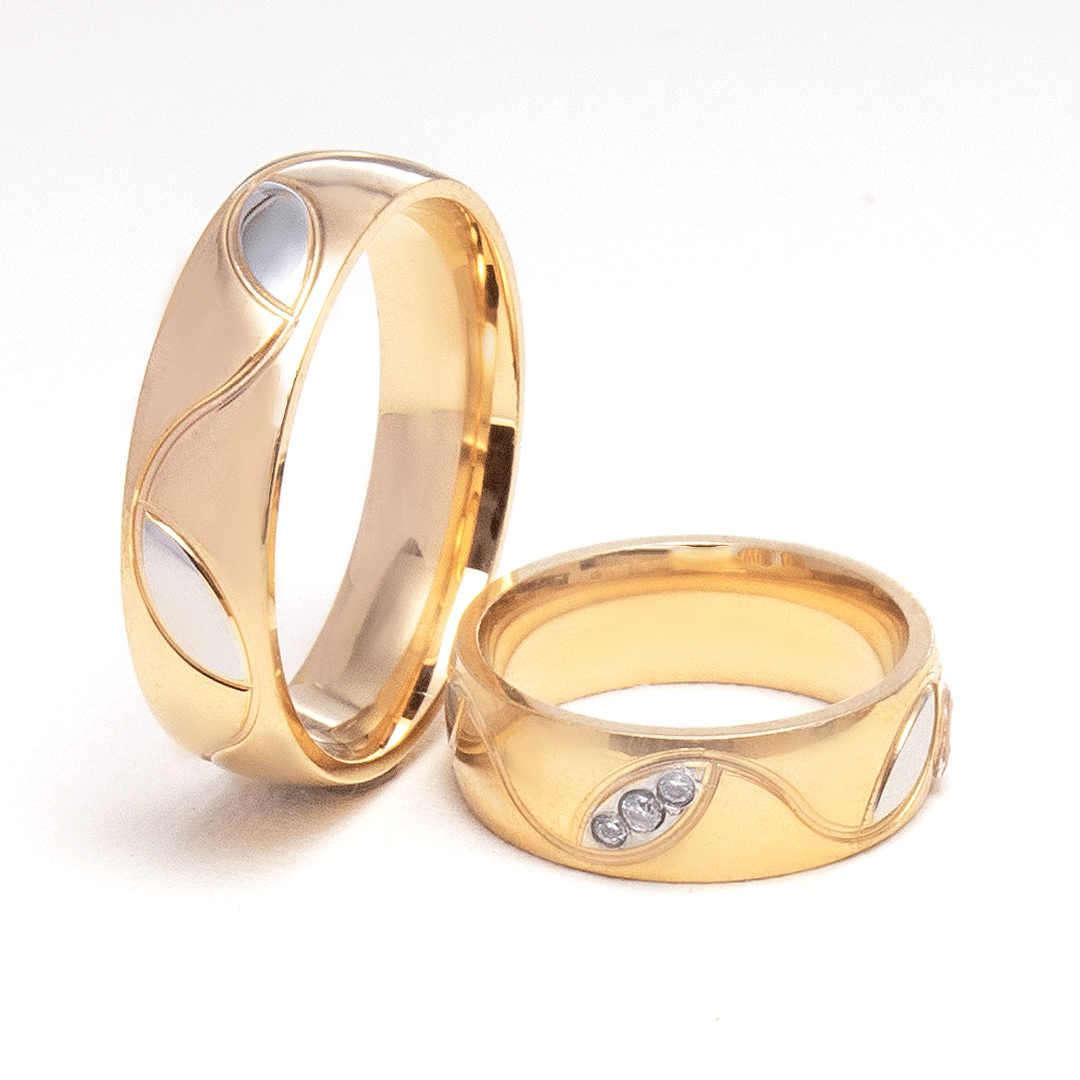 Two-Tone Diamond Wedding Rings for Couple1