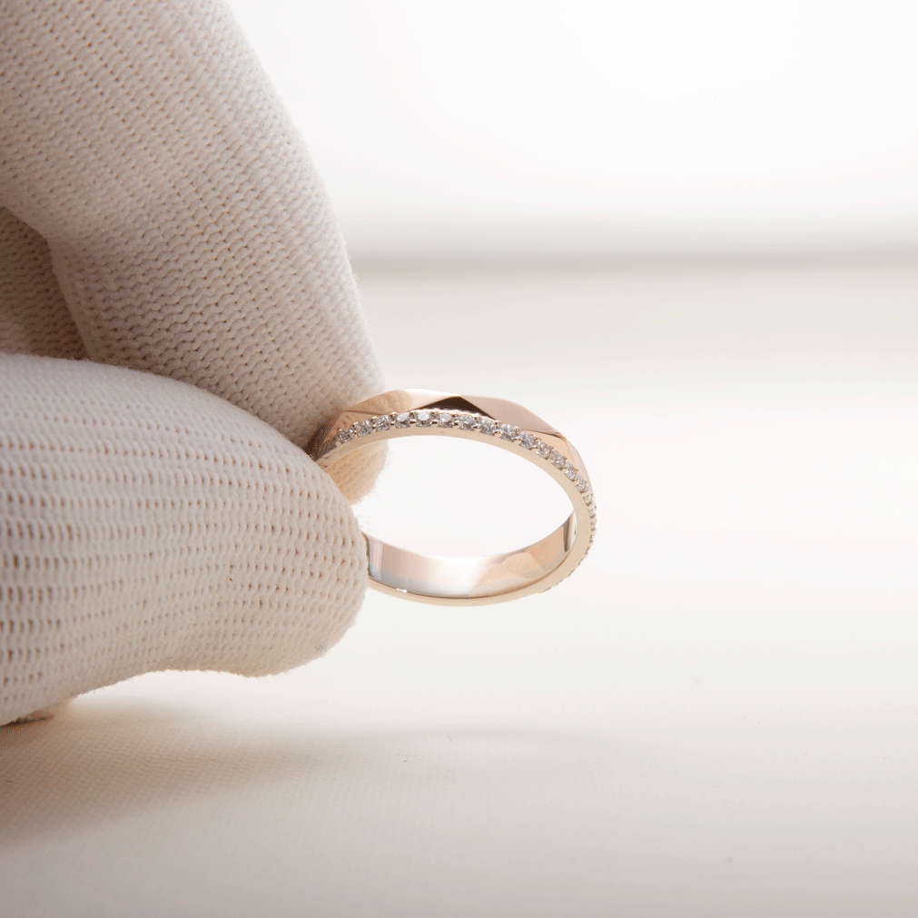 Two-Tone Wedding Band with Diamonds