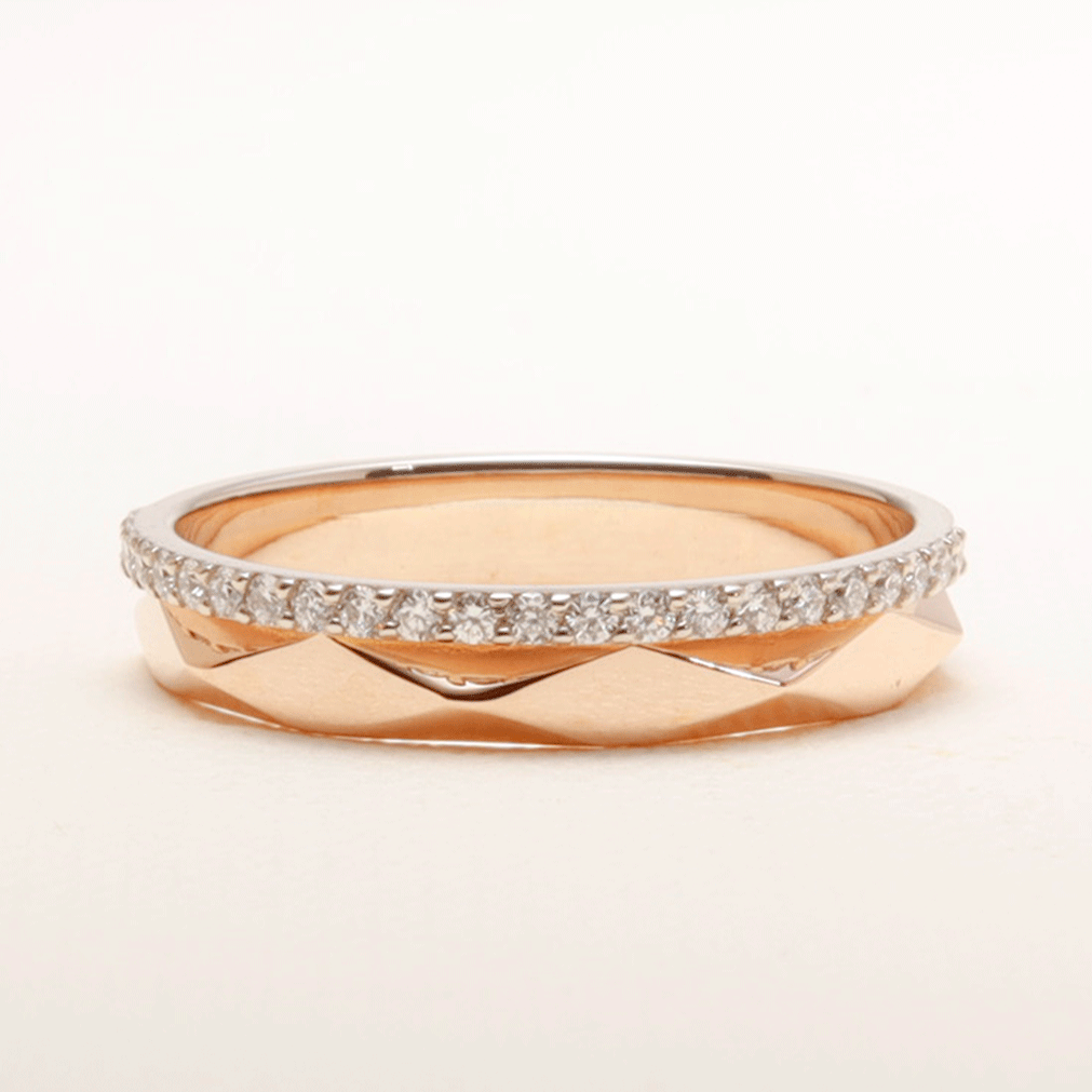 Two-Tone Wedding Band with Diamonds One2Three Jewelry