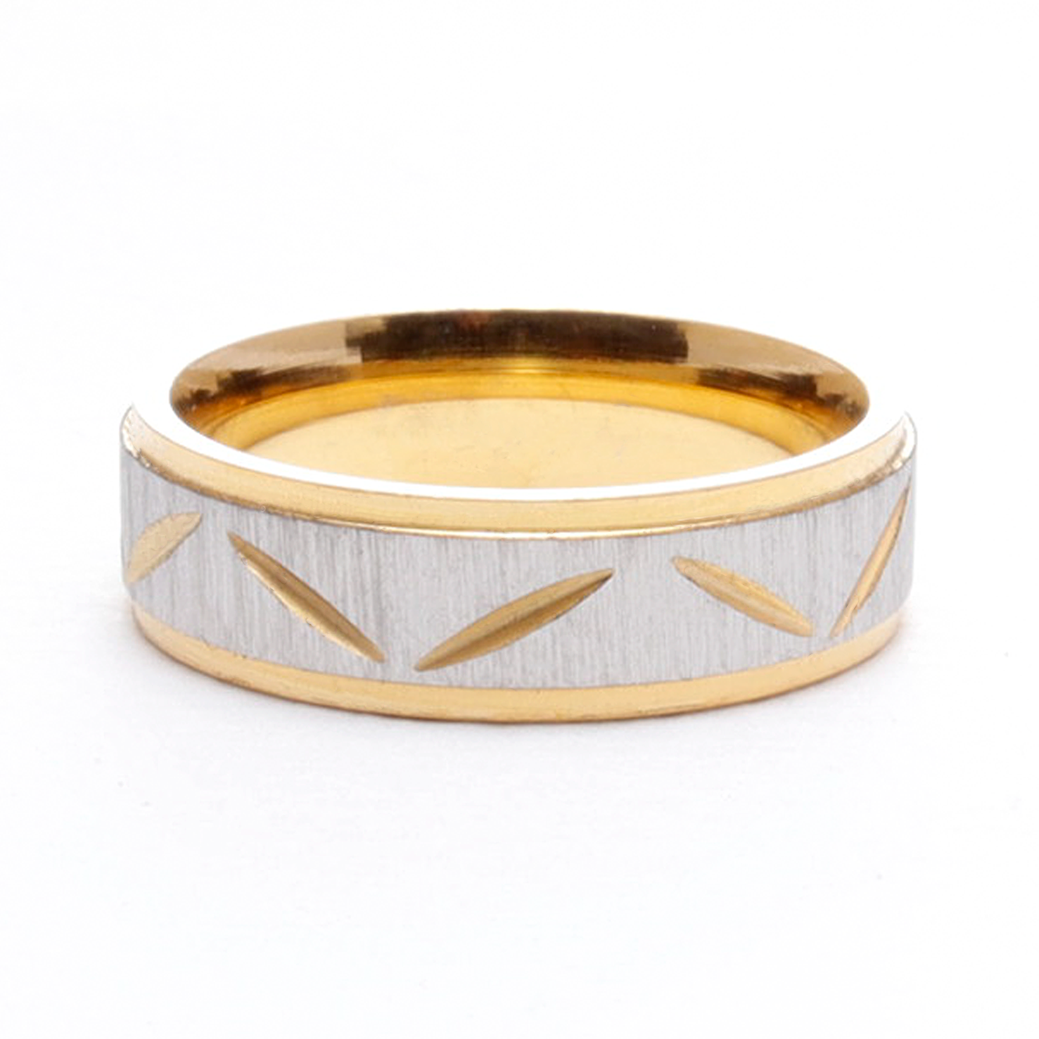 White and Yellow Gold Faceted Wedding Ring for men