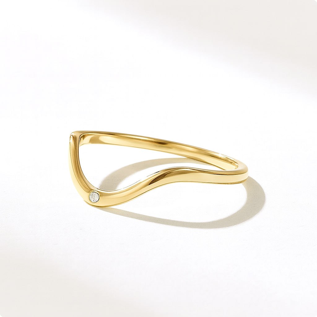 Yellow Gold Diamond Wave Ring