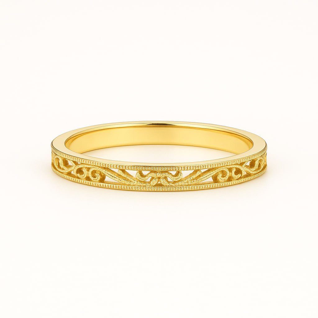 Yellow Gold Vintage Filigree Band Ring
