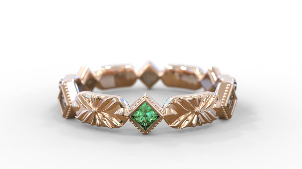 Emerald Eternity Wedding Band (Custom for Jennifer). Second payment - Buy on One2Three Jewelry