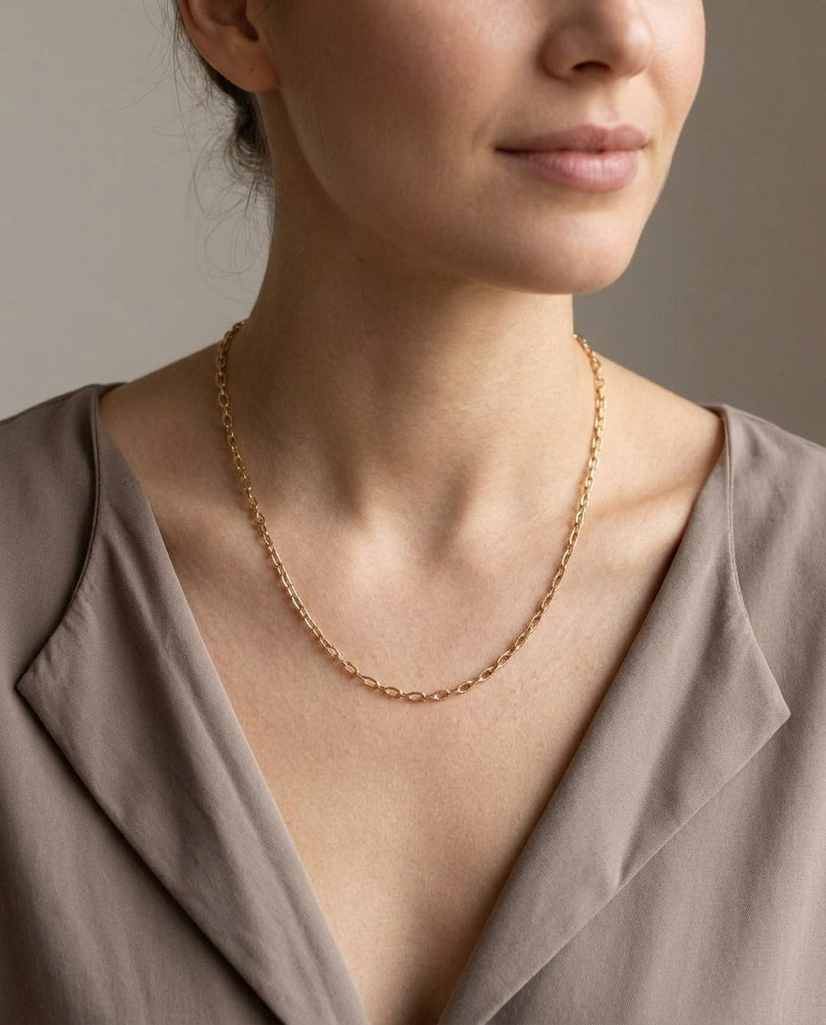 Classic Gold Cable Chain Necklace – Gold Vermeil 925