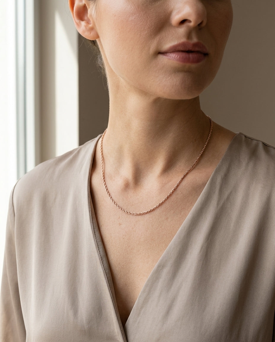 Dainty Gold Twisted Link Chain Necklace – Gold Vermeil 925