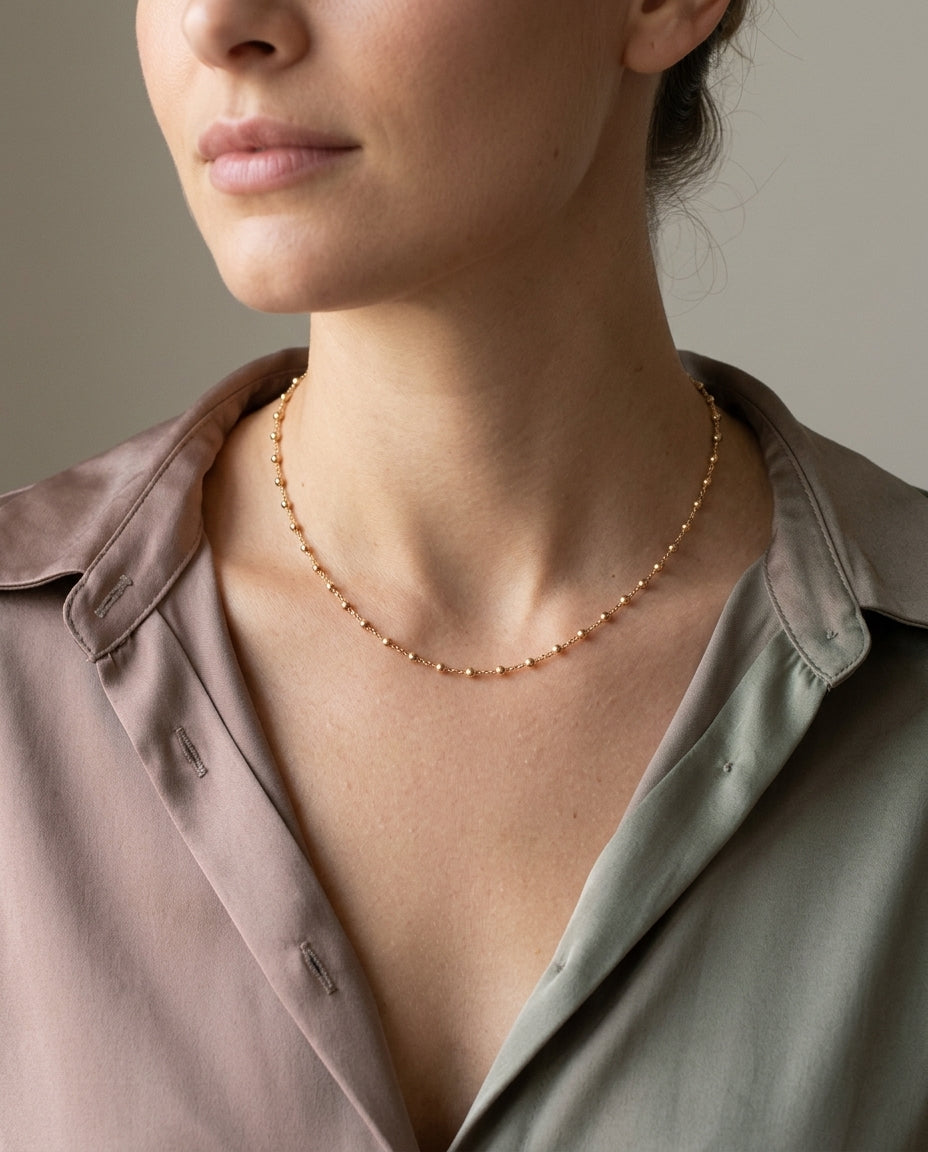 Dainty Gold Satellite Chain Necklace – Gold Vermeil 925