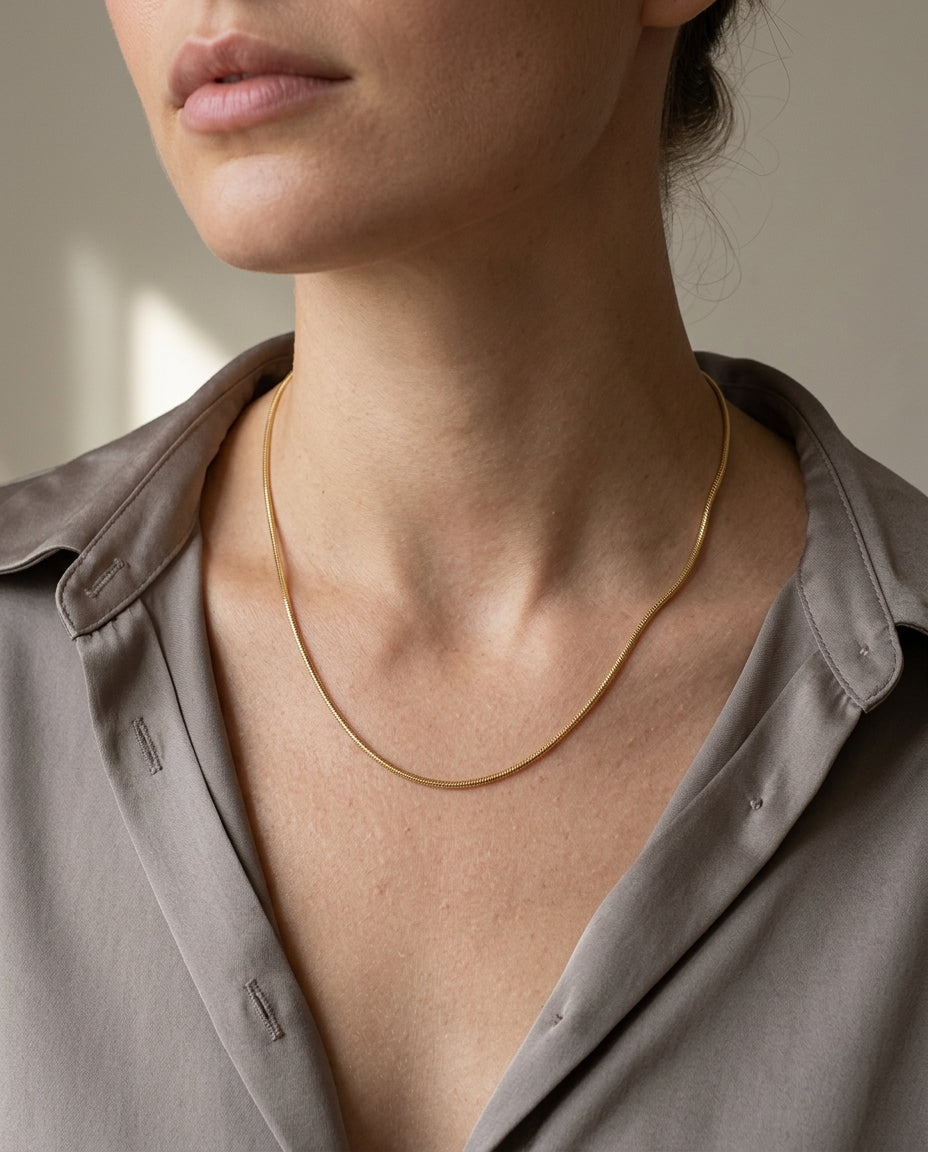 Classic Gold Snake Chain Necklace – Gold Vermeil 925