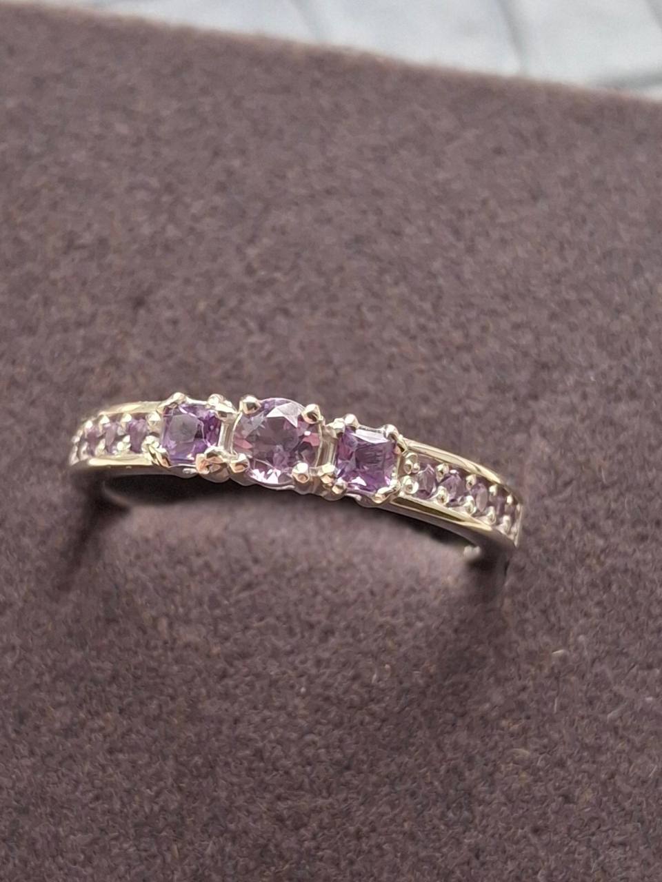 Engraved Amethyst Promise Ring for Her in black box