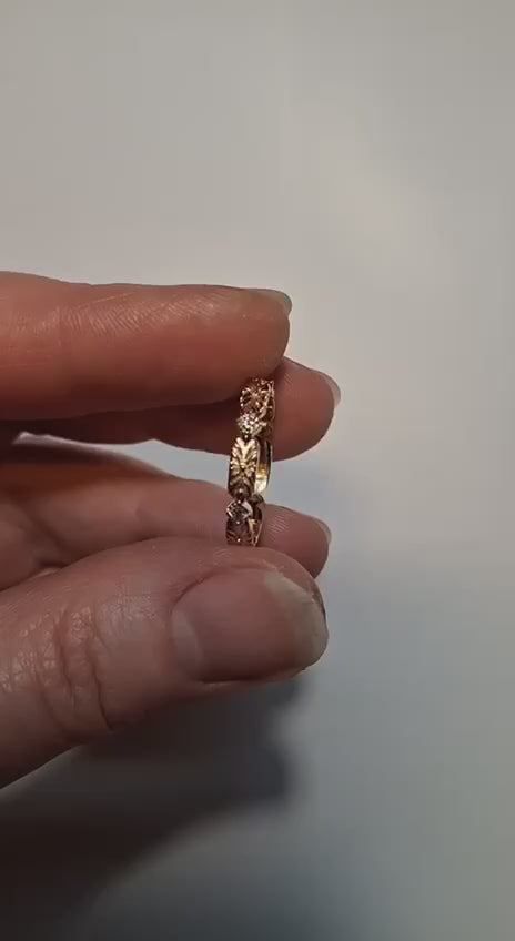 Diamond Eternity Wedding Band at hand video at white background
