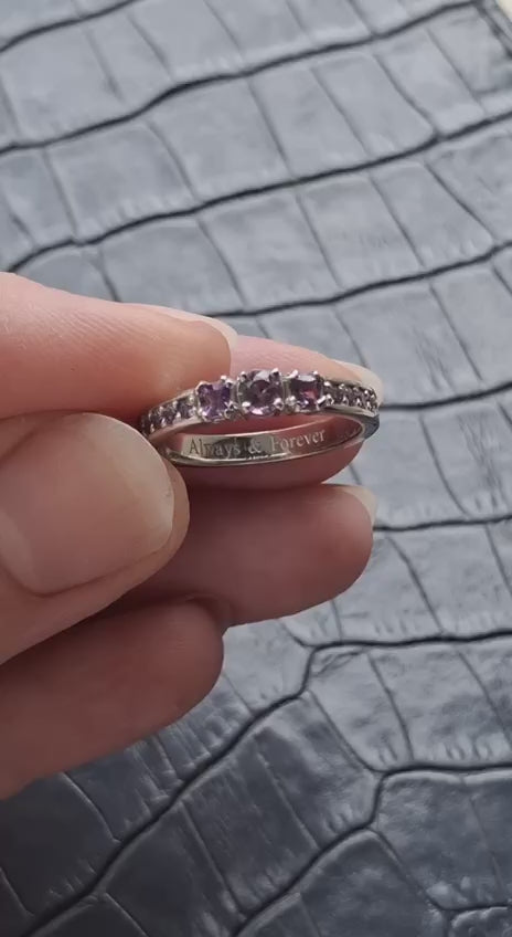 Engraved Amethyst Promise Ring for Her-video
