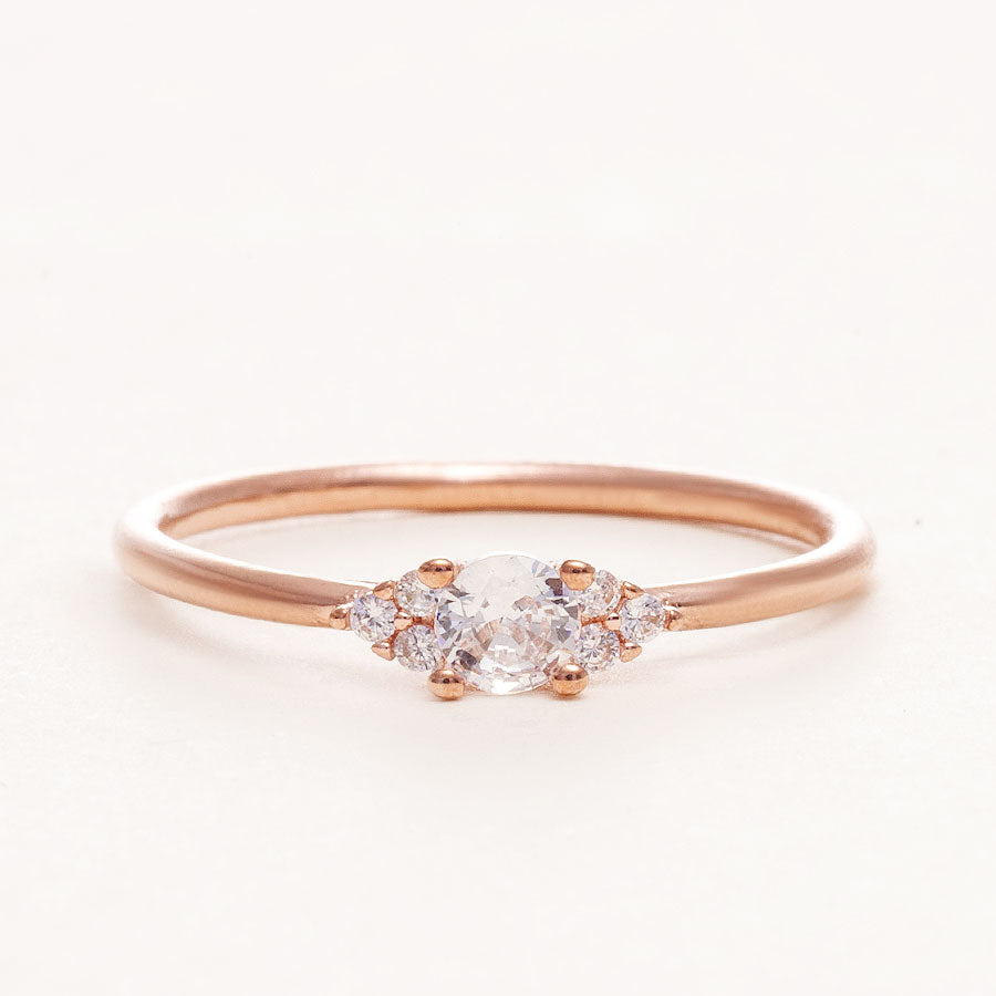 Cluster Rose Gold Promise Ring White Gold / 4 Cluster Rose Gold Promise Ring White Gold / 4