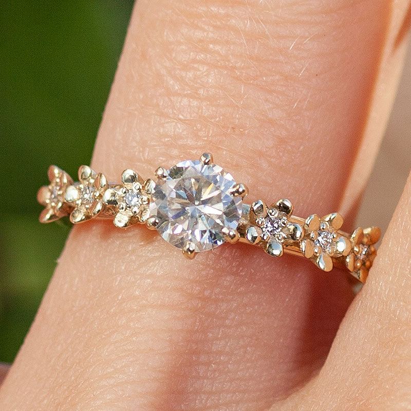 Moissanite Floral Ring