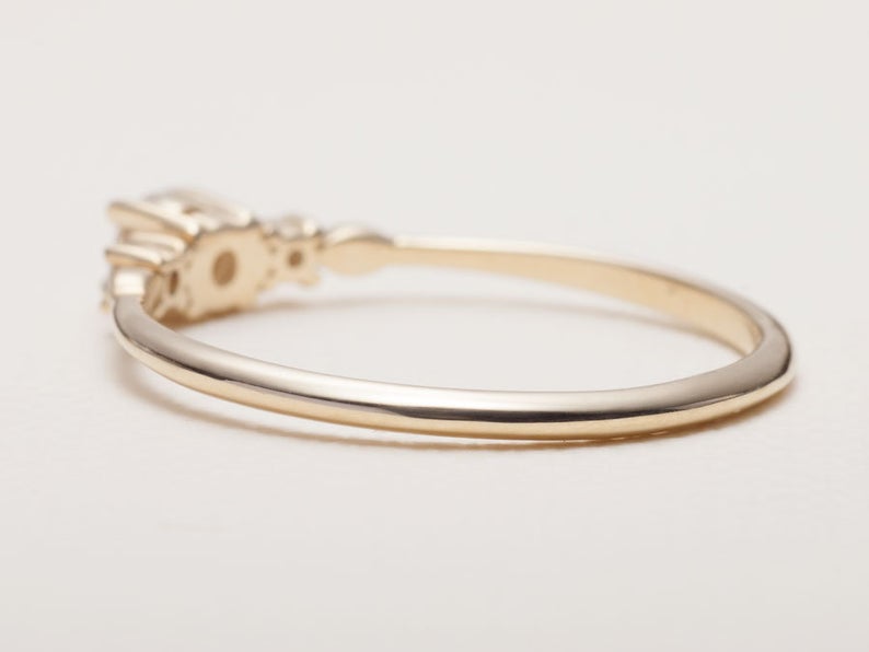 14K Solid Gold Five Diamond Promise Ring for Her-backside