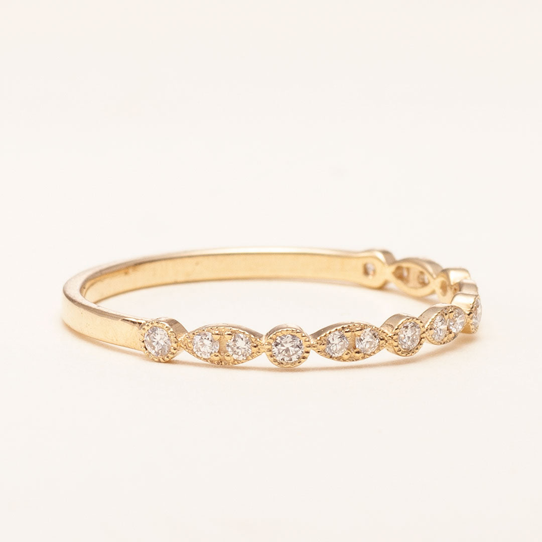 14K Gold Art Deco Ring with Diamonds for Women4