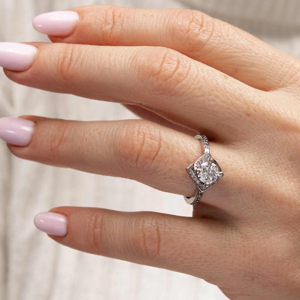 Rose Moissanite Floral Engagement Ring6