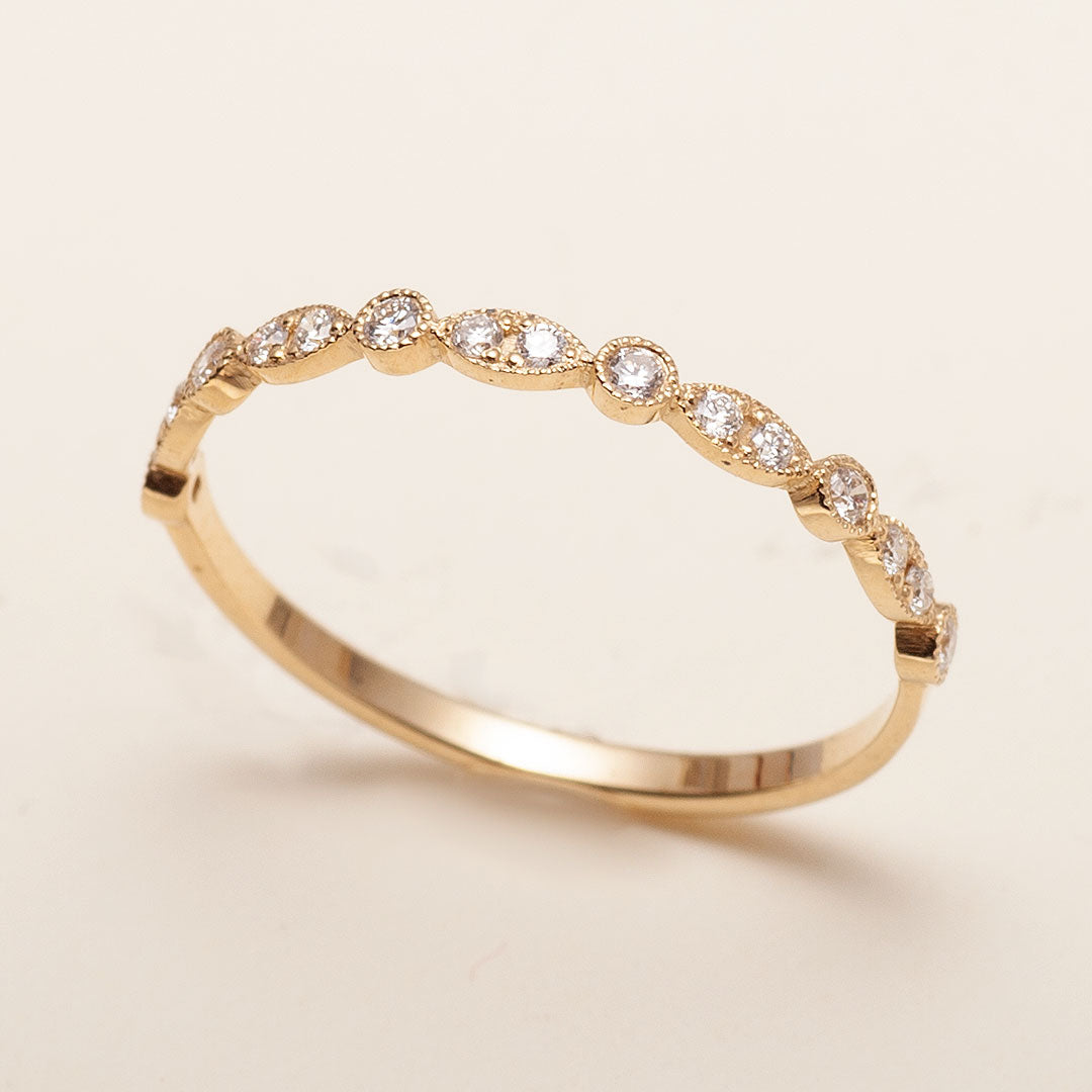 14K Gold Art Deco Ring with Diamonds for Women2