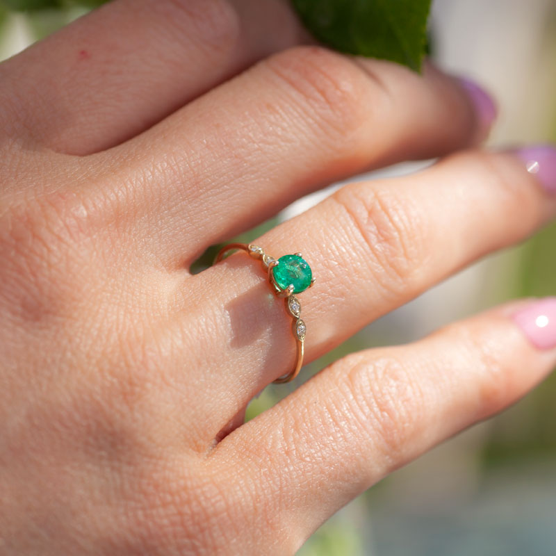 Emerald Ring with Diamonds Set-one