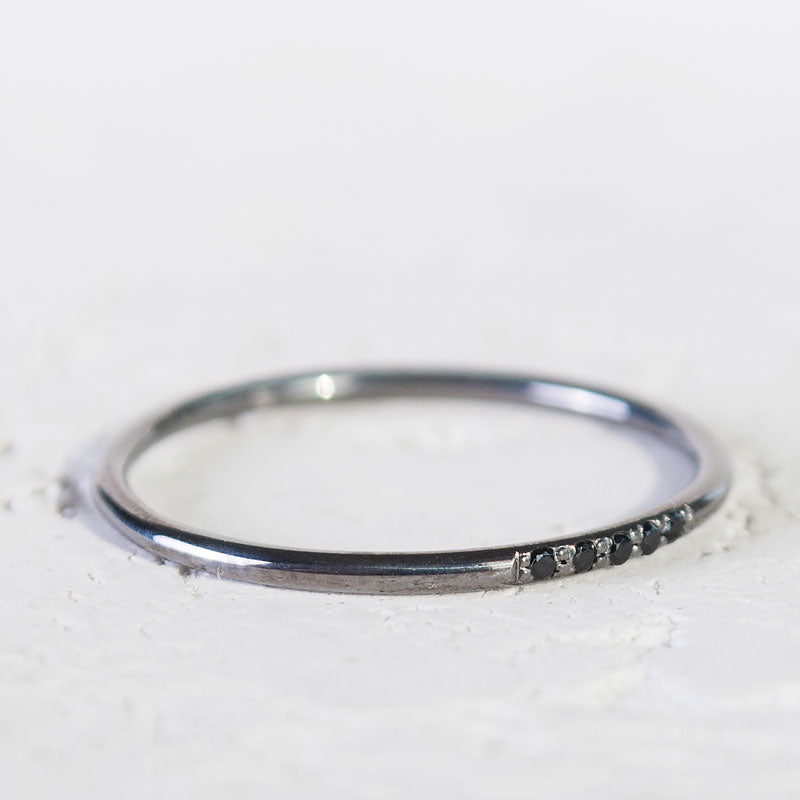 14K Gold Black Diamond Ring for women 5 | one2threejewelry.com