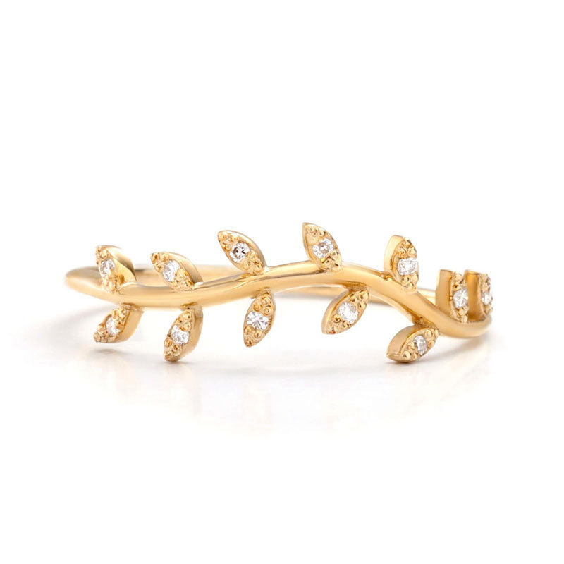 14K Branch Ring with diamonds | one2threejewelry.com