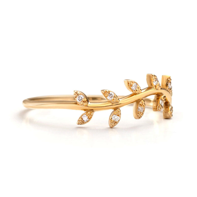 14K Branch Ring with diamonds 2 | one2threejewelry.com