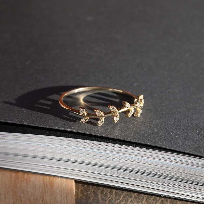 14K Branch Ring with diamonds 7 | one2threejewelry.com