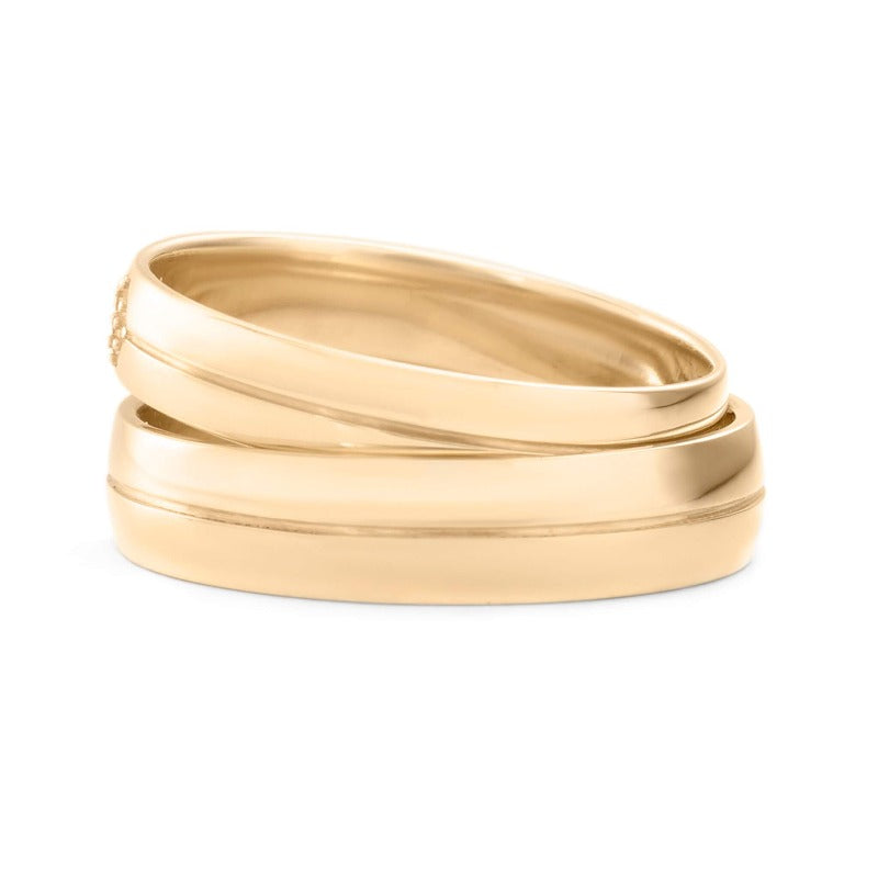 14K Gold_Modern Male Wedding Band_set