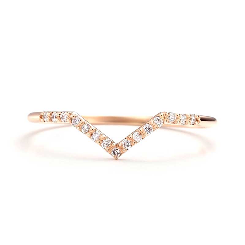 14K Gold Chevron Ring for women 3 | one2threejewelry.com