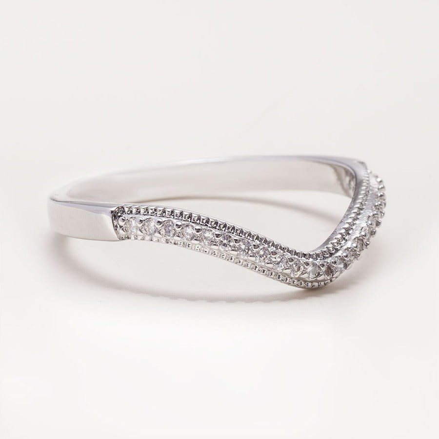 Chevron Moissanite Wedding Band1