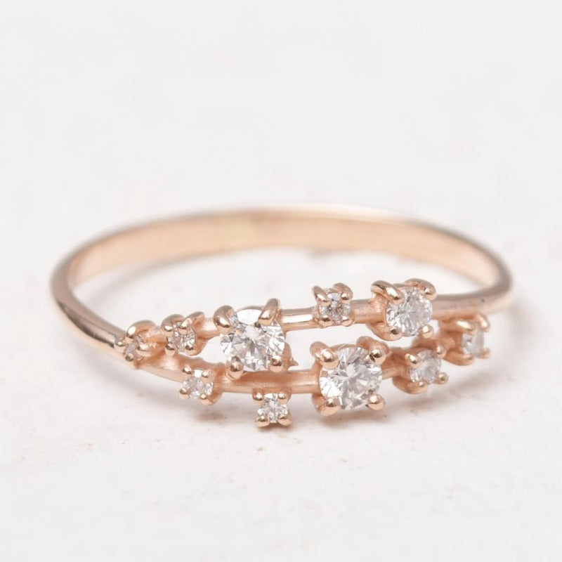 Gold Cluster Ring-14Krose_gold_diamonds