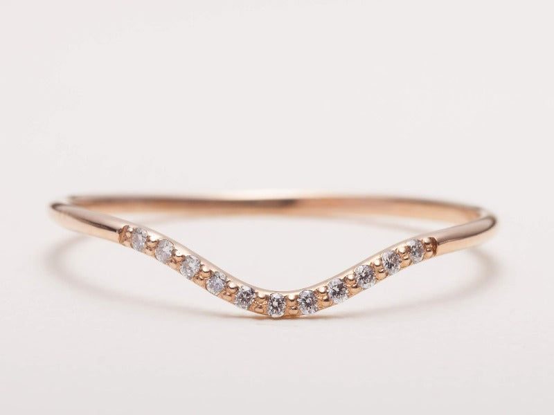 Curved Moissanite Wedding Band