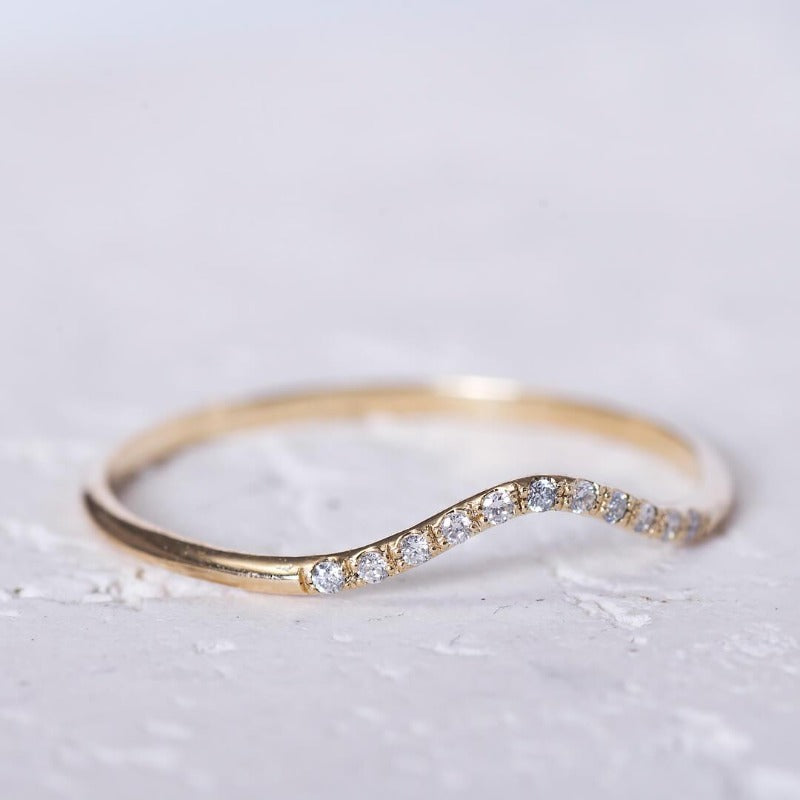 Curved Wedding Band_diamonds_14Kgold_one2threejewelry