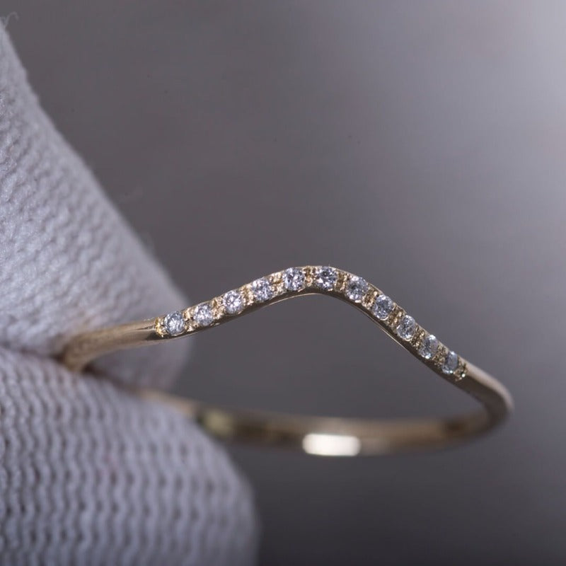 Curved Wedding Band_diamonds_14Kgold_one2threejewelry1