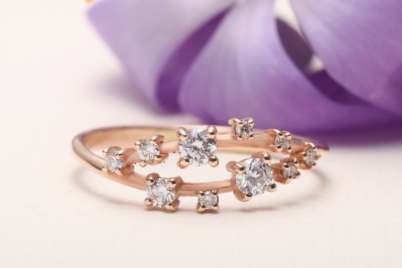 Gold Cluster Ring-14Krose_gold_diamonds3