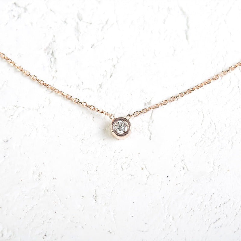 Round Cut Diamond Necklace_14KGOLD