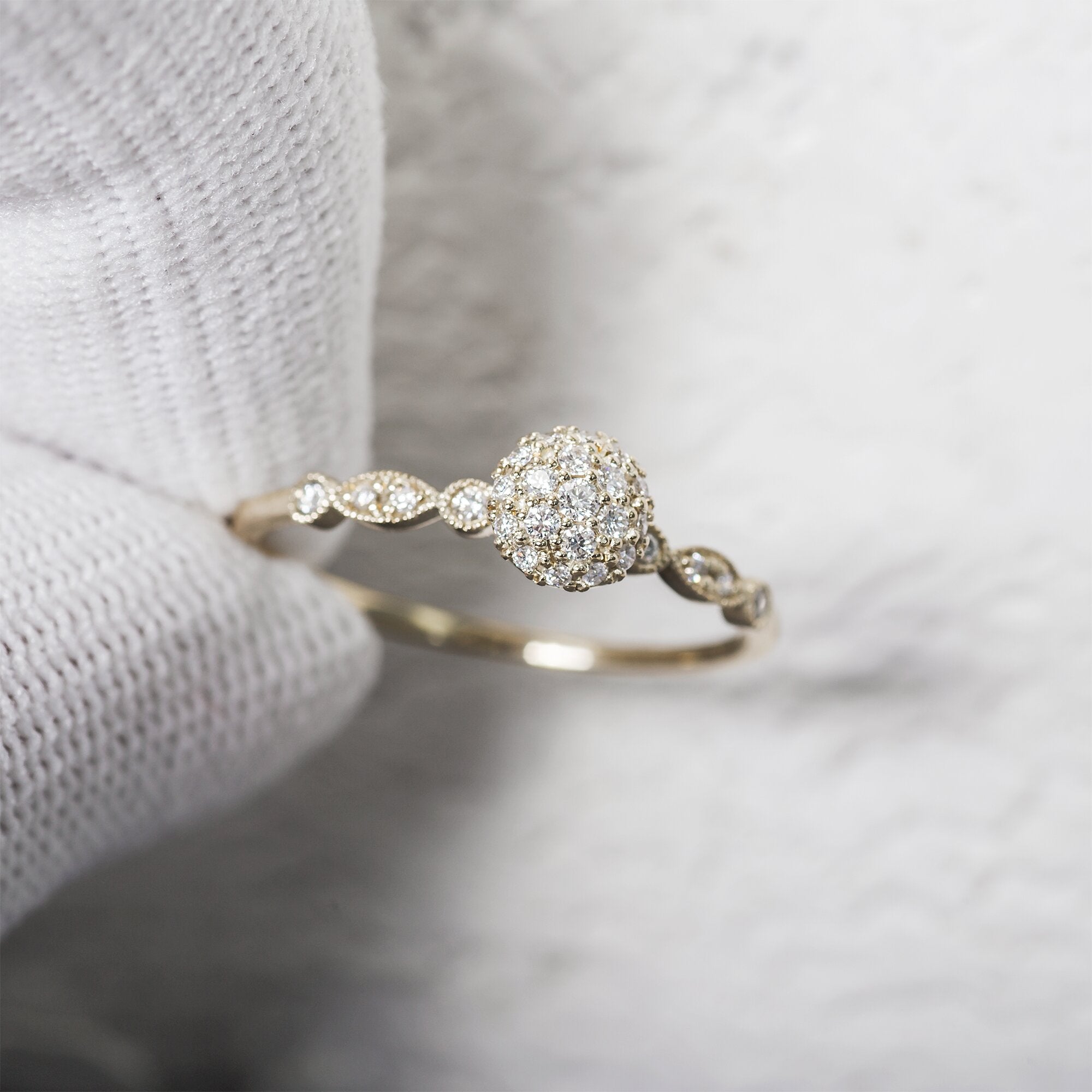 Pave Art Deco Diamond Engagement Ring