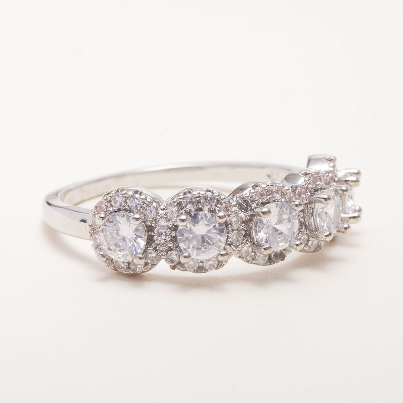 Five Stone Diamond Halo Engagement Ring-photo1