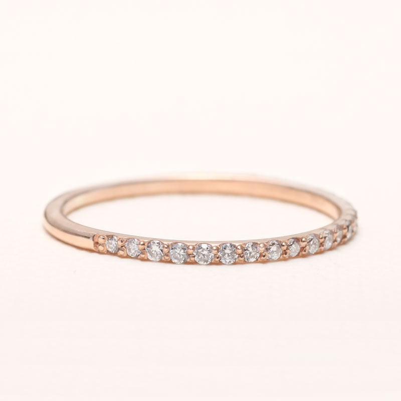 14K Gold Half Eternity Ring with diamonds | one2threejewelry.com